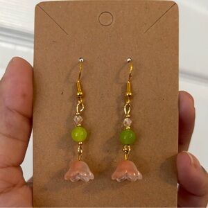 Charming Gold and Green Drop Earrings